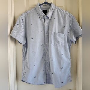 J. Crew Flex Shark Embroidered Casual Short Sleeve‎ Button Down Size M